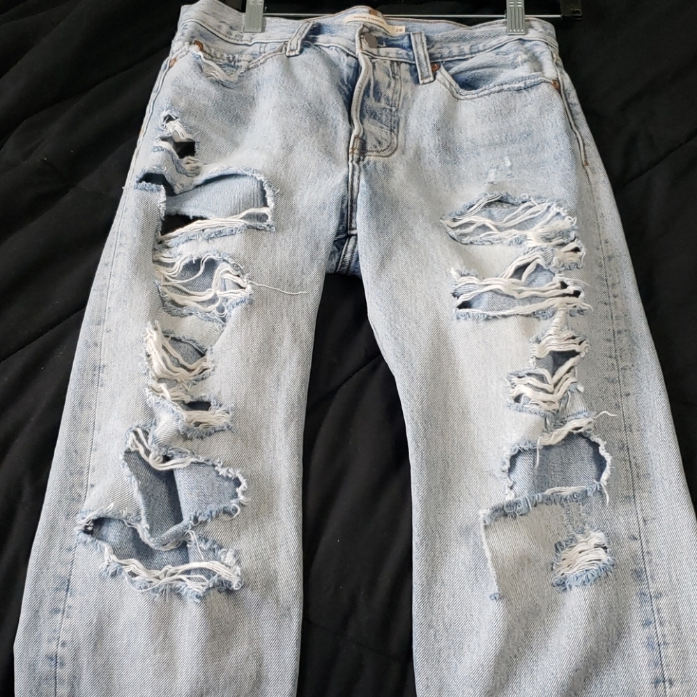 Levi red tab distressed jeans